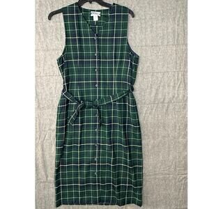 Pendleton 100% Virgin Wool Plaid Belted Dress Size 12 Vintage Made In USA